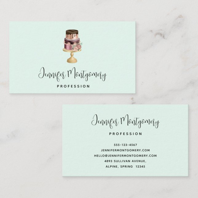 Beautiful Shiny Glam Party Cake Business Card (Front/Back)