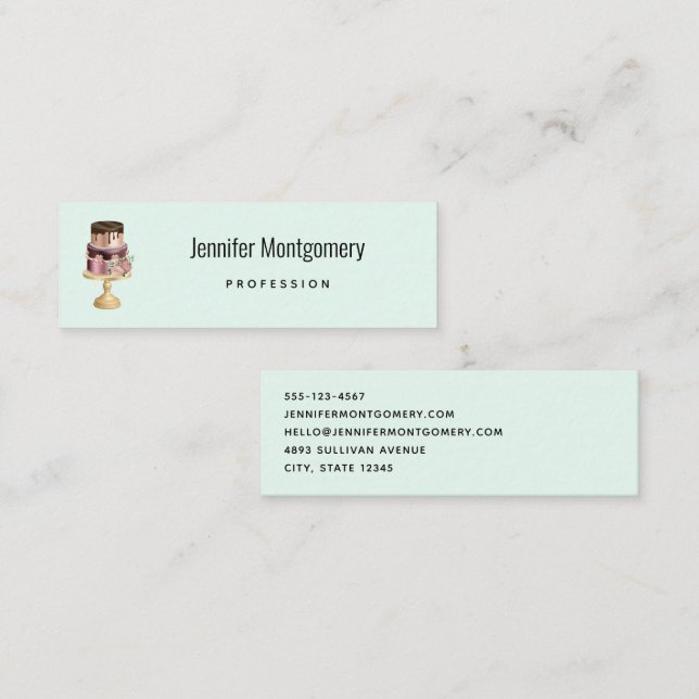 Beautiful Shiny Glam Party Cake Mini Business Card (Front/Back)