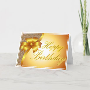 Beautiful shiny gold ribbon birthday card