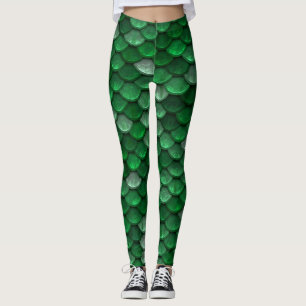 Beautiful Shiny Green Mermaid Scales Leggings