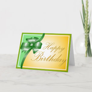 Beautiful shiny green ribbon birthday card