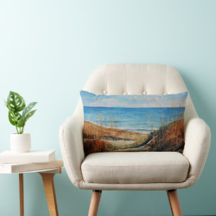 Beautiful Shore Beach Landscape Art Lumbar Pillow