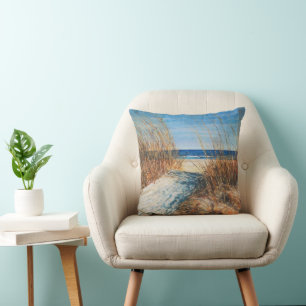 Beautiful Shore Beach Landscape Art Throw Pillow