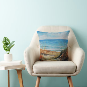 Beautiful Shore Beach Landscape Art Throw Pillow