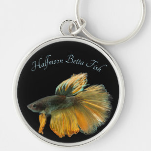 Beautiful Siamese Fighting Fish Betta Halfmoon     Keychain