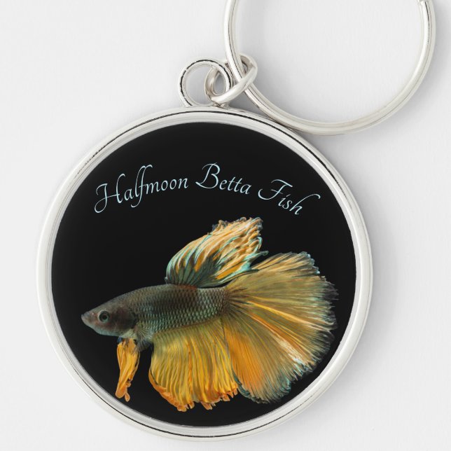 Beautiful Siamese Fighting Fish Betta Halfmoon     Keychain (Front)