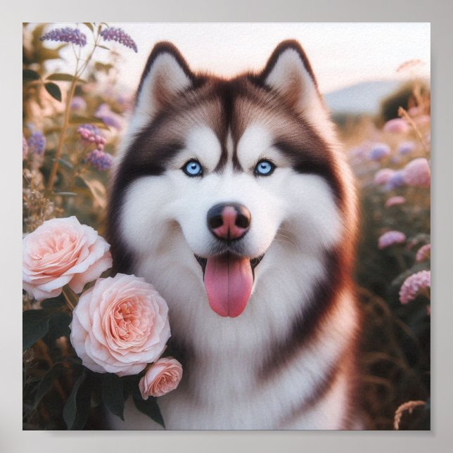 beautiful Siberian Husky with bule eyes Poster (Front)