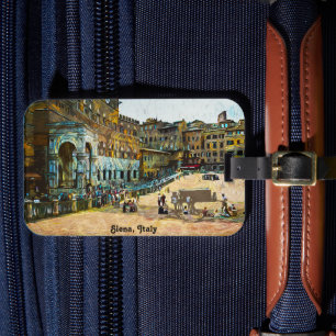 Beautiful Siena Italy City Oil Painting Luggage Tag