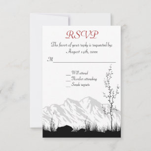 Beautiful Silhouette Mountain Wedding RSVP Card