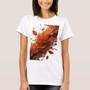 Beautiful Silver AUTUMN LEAVES IN CHOCOLATE SPLASH T-Shirt