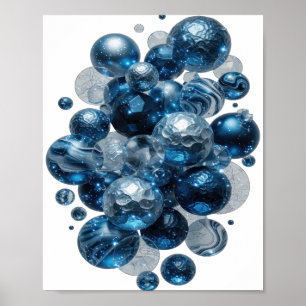 Beautiful Silver BLUE STARS Poster