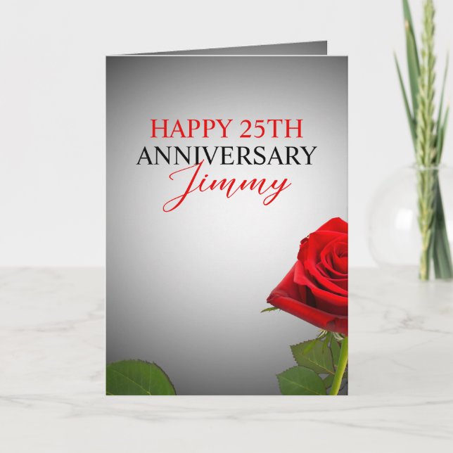 Beautiful Silver Floral Husband 25th Anniversary Card (Front)