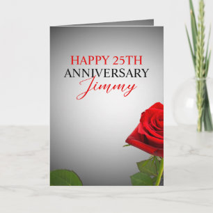 Beautiful Silver Floral Husband 25th Anniversary Card