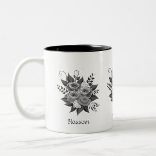Beautiful Silver Flower Bouquet Two-Tone Coffee Mug