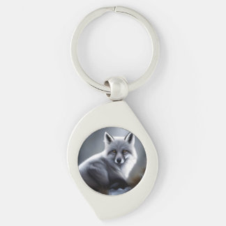 Beautiful Silver Fox Keychain