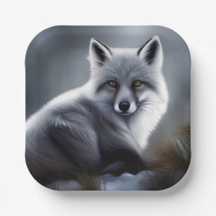 Beautiful Silver Fox Paper Plate