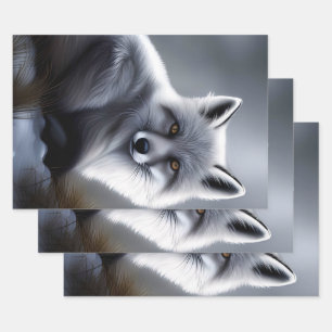 Beautiful Silver Fox  Wrapping Paper Sheet