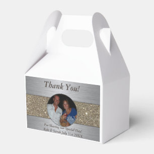 Beautiful Silver & Gold Wedding Photo Sparkle Favor Box