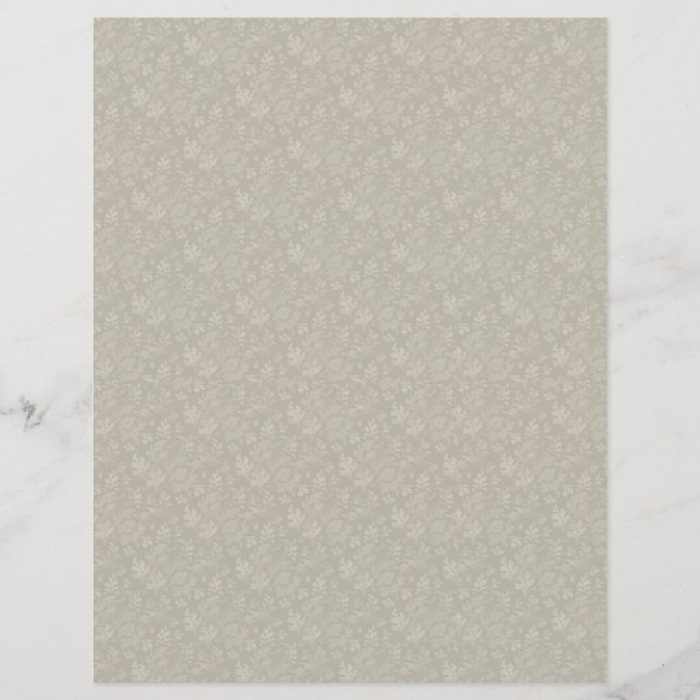 Beautiful Silver Grey Leaf Scrapbook Paper (Front)