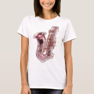 Beautiful Silver PINK SAXOPHONE Custom Design T-Shirt