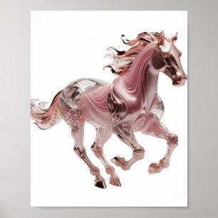 Beautiful Silver ROSE GOLD GLASS HORSE Text Design Poster