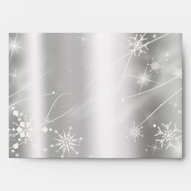 Beautiful Silver, Snowflakes, Christmas, Winter Envelope (Front)