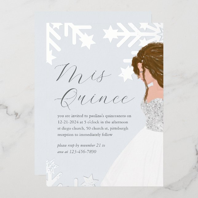 Beautiful Silver Snowflakes Quinceanera  (Front/Back)
