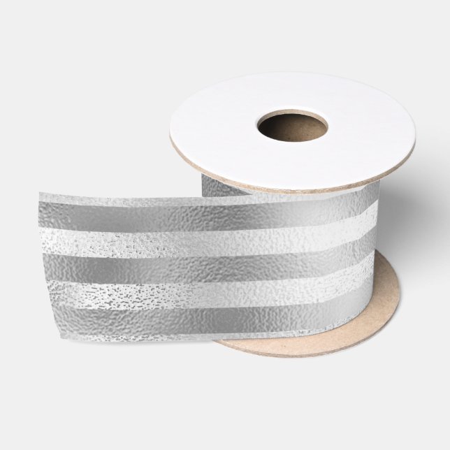 Beautiful Silver Striped Wedding  Satin Ribbon (Spool)