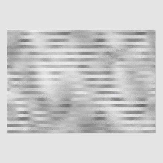 Beautiful Silver Striped Wedding  Tissue Paper (Front)