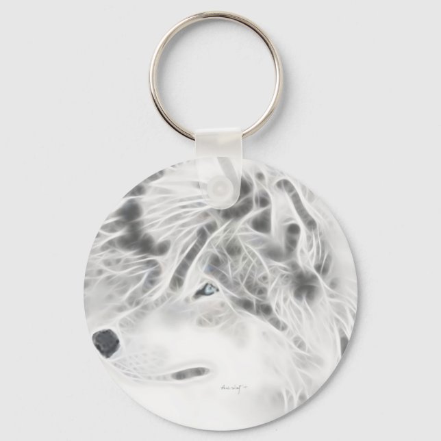 Beautiful Silver Wolf Keychain (Front)