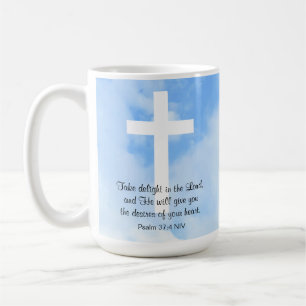 Beautiful Simple Faith White and Blue Bible Verse Coffee Mug