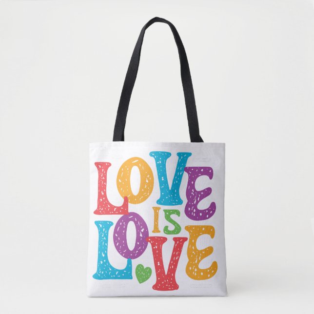 Beautiful Simple Minimal Love Is Love Pride Tote Bag (Front)