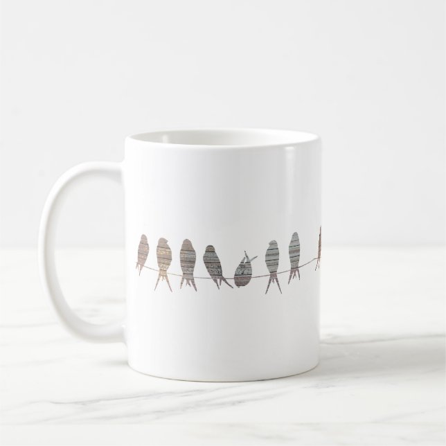 Beautiful Simple Modern Birds On A Wire Coffee Mug (Left)