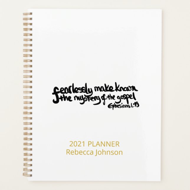 Beautiful Simple Personalized Christian Planner (Front)