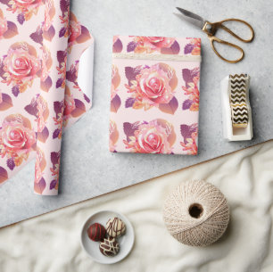 Beautiful Single Pink Rose Wrapping Paper