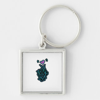 Beautiful Skeleton Hands With A Heart Signal For H Keychain