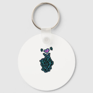 Beautiful Skeleton Hands With A Heart Signal For H Keychain