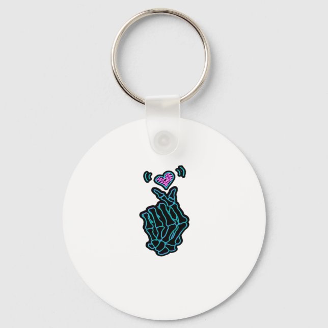 Beautiful Skeleton Hands With A Heart Signal For H Keychain (Front)