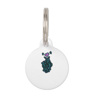 Beautiful Skeleton Hands With A Heart Signal For H Pet Tag