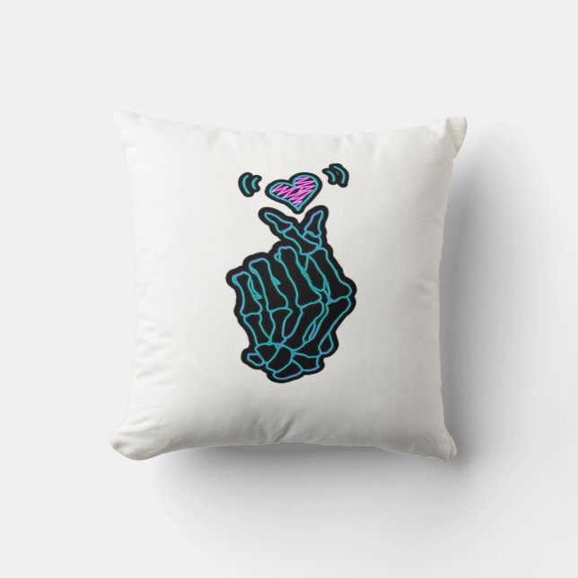 Beautiful Skeleton Hands With A Heart Signal For H Throw Pillow (Front)