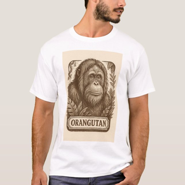 Beautiful sketch drawing of Orangutan T-Shirt (Front)