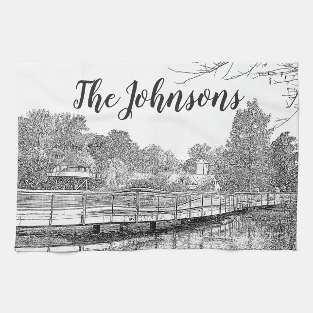 Beautiful Sketch of Forest Kitchen Towel (Horizontal)