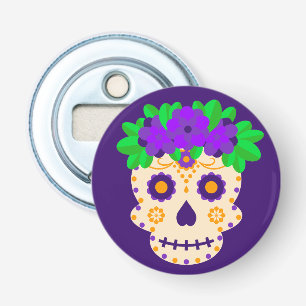 Beautiful Skull with Flowers Día de los Muertos Bottle Opener