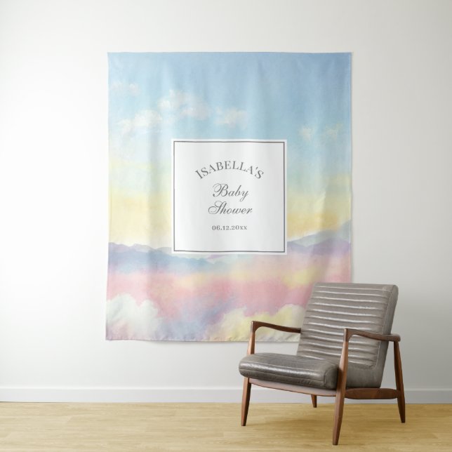 Beautiful Sky and Clouds Cloud Nine Baby Shower  Tapestry (In Situ)