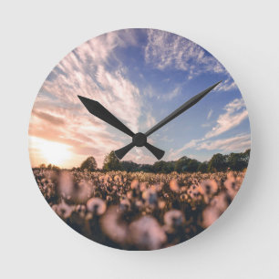 beautiful sky over the plain round clock