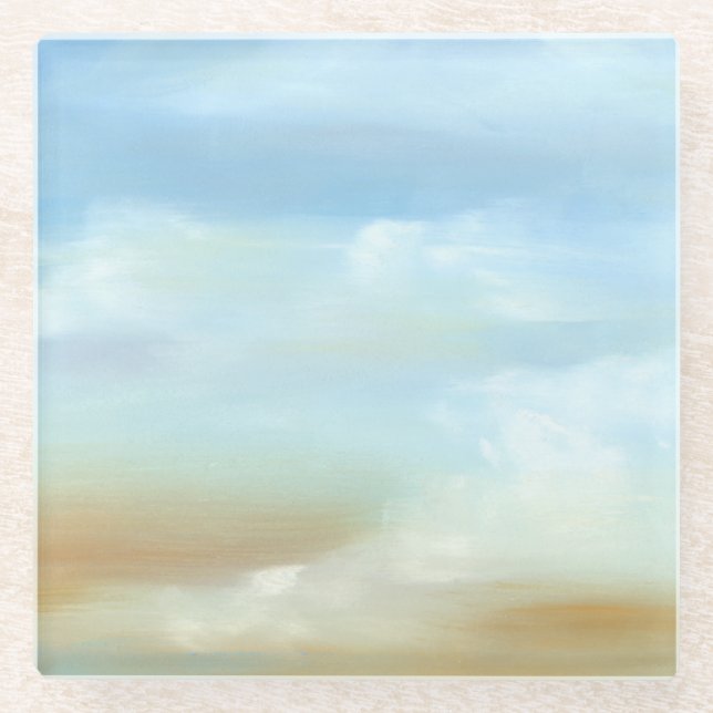 Beautiful Skyscape with Fluffy Clouds Glass Coaster (Front)