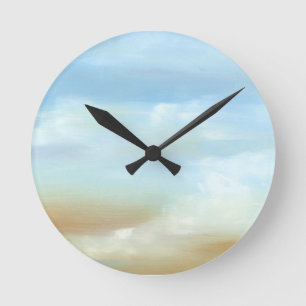 Beautiful Skyscape with Fluffy Clouds Round Clock