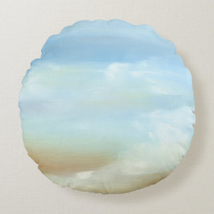 Beautiful Skyscape with Fluffy Clouds Round Pillow