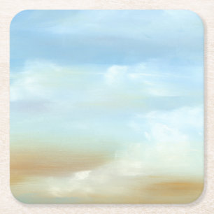 Beautiful Skyscape with Fluffy Clouds Square Paper Coaster