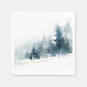 Beautiful Slate Blue Winter Snowy Tree Forest Napkin